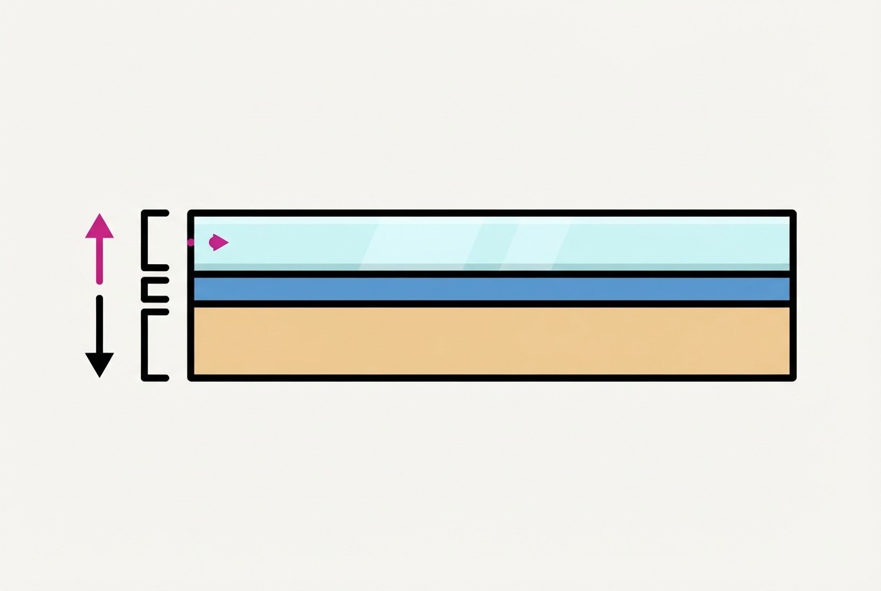 Cross-section of paper layers with a coating and a laminate film
