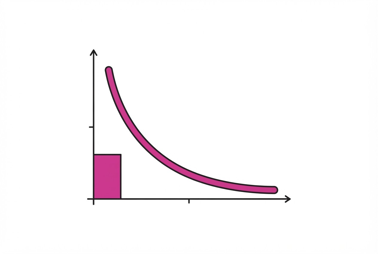 Price curve falling as quantity rises with a flat setup fee at the start