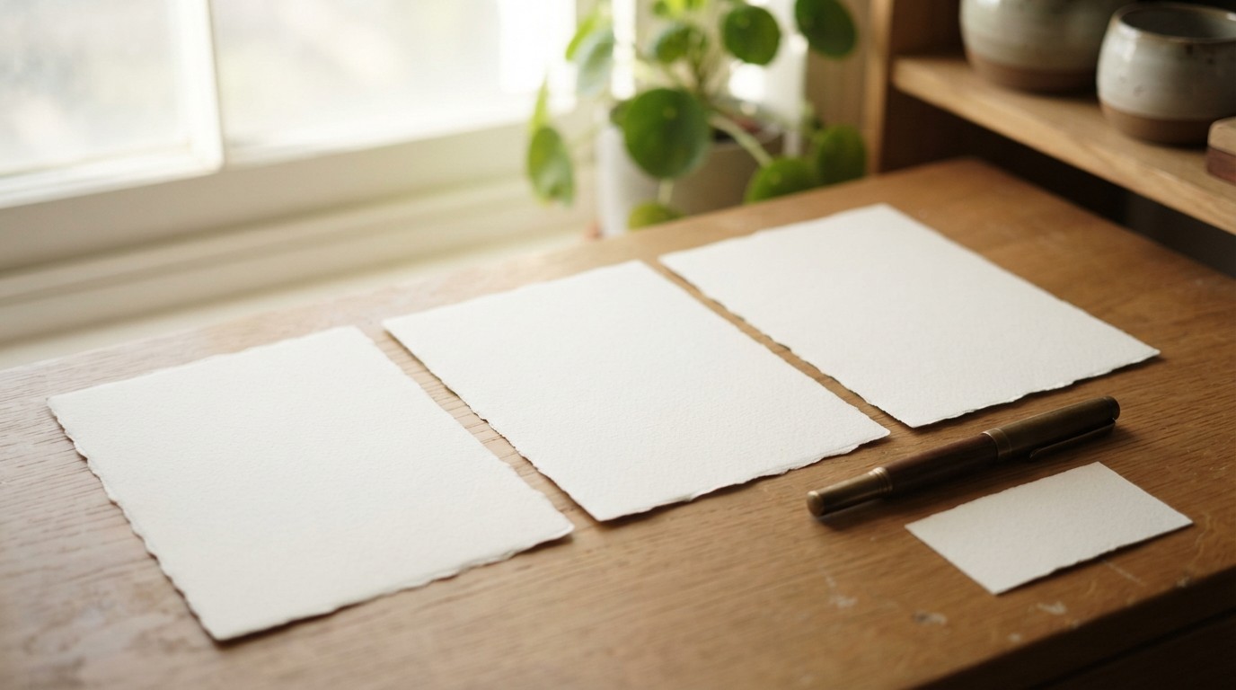 Three printed quotes laid side by side with a pen and a sample card